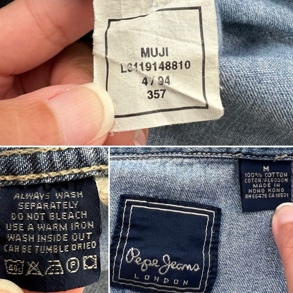 VTG Pepe Jeans London Women's Denim Jacket Sz M Full Zip medium Wash barn '94 - Picture 13 of 16